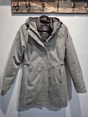Gotcha Glacier Women’s Hooded Mid-Length Coat - Gray Down Feathers Size Medium